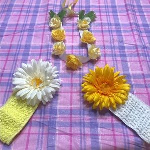 3 flowers headbands handmade
